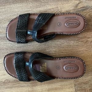 Dr. Scholl's Women's Betty Slip on Sandals Woven Leather Upper Black Size 8.5